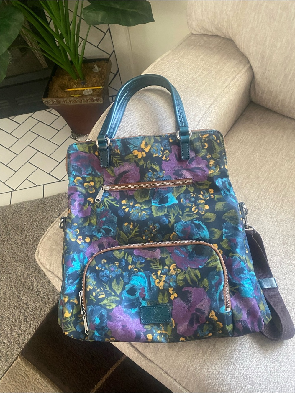 Patricia Nash Coated
Canvas Trapani Convertible
Backpack -Purple Floral